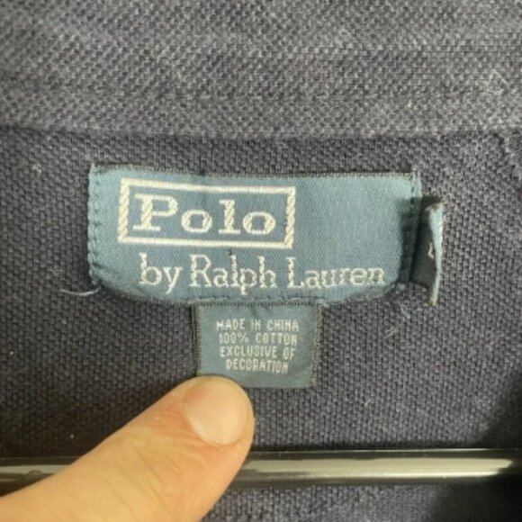 Polo‎ Ralph Lauren Cardigan Mens Large Navy Blue V-Neck Cotton Knit Sweater VTG - Picture 3 of 8